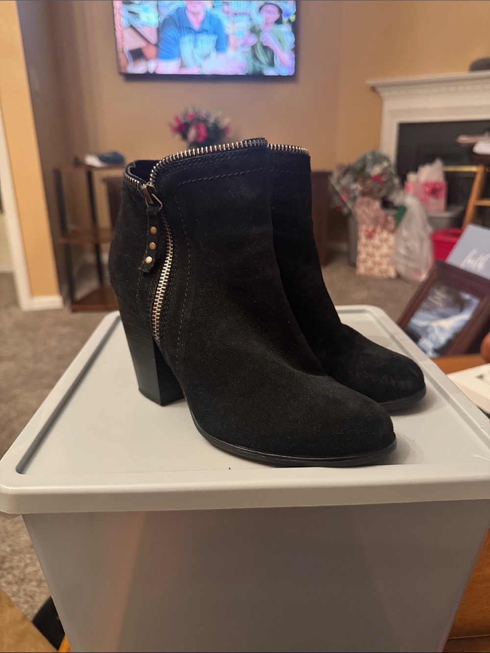 Limelight Women's Black Suede Ankle Boot with Side Zip